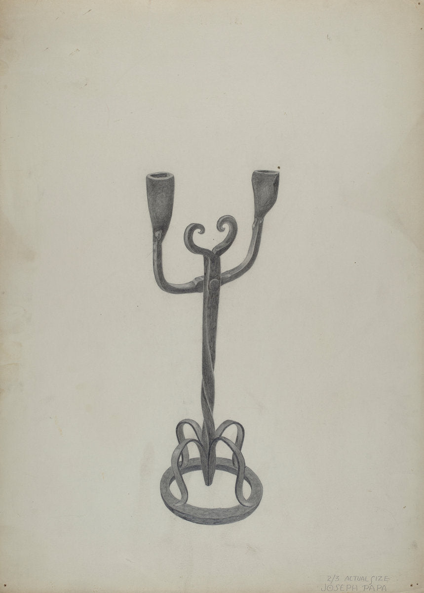 Iron Candlestick by Joseph Papa (American, active c. 1935), 16X12"(A3)Poster Print