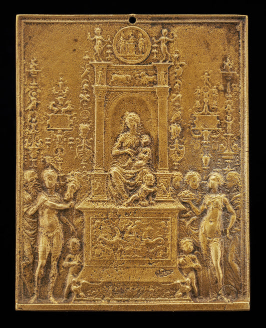 Madonna and Child Enthroned with Saints by Moderno (Veronese, 1467 - 1528), 16X12"(A3)Poster Print