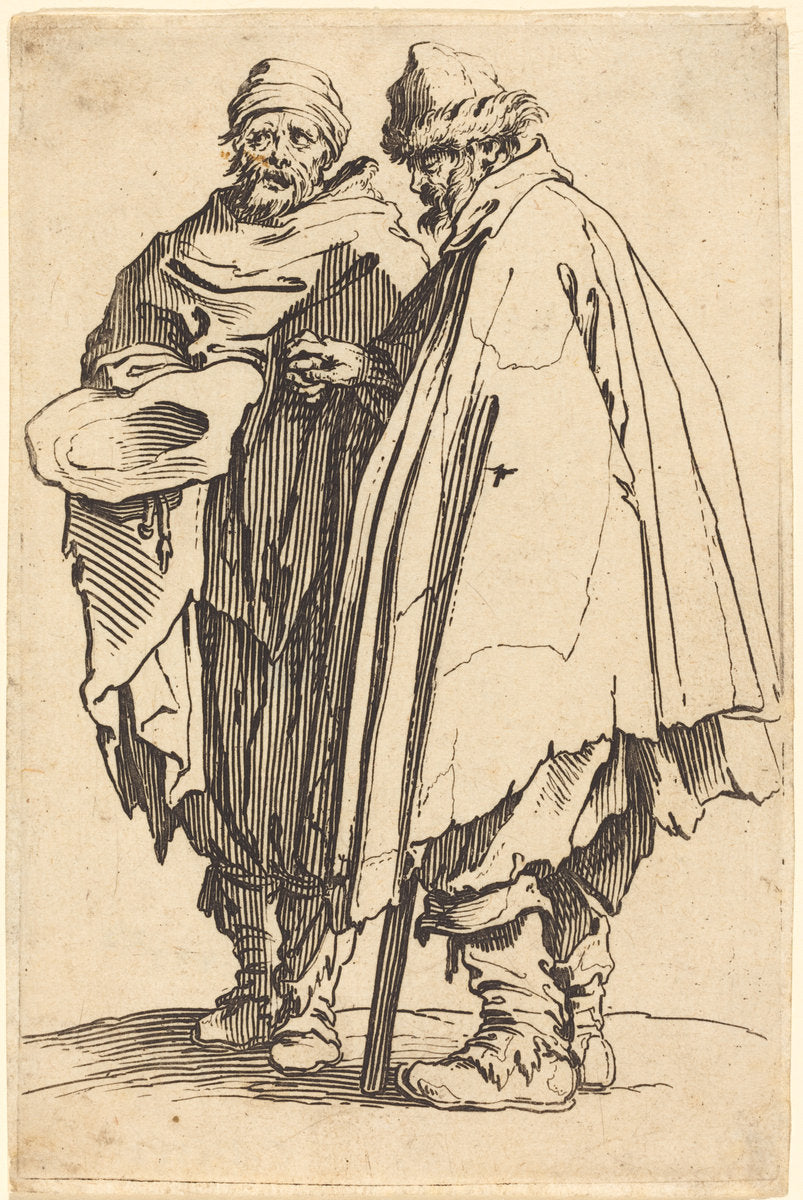 Blind Beggar and Companion by Jacques Callot (French, 1592 - 1635), 16X12"(A3)Poster Print
