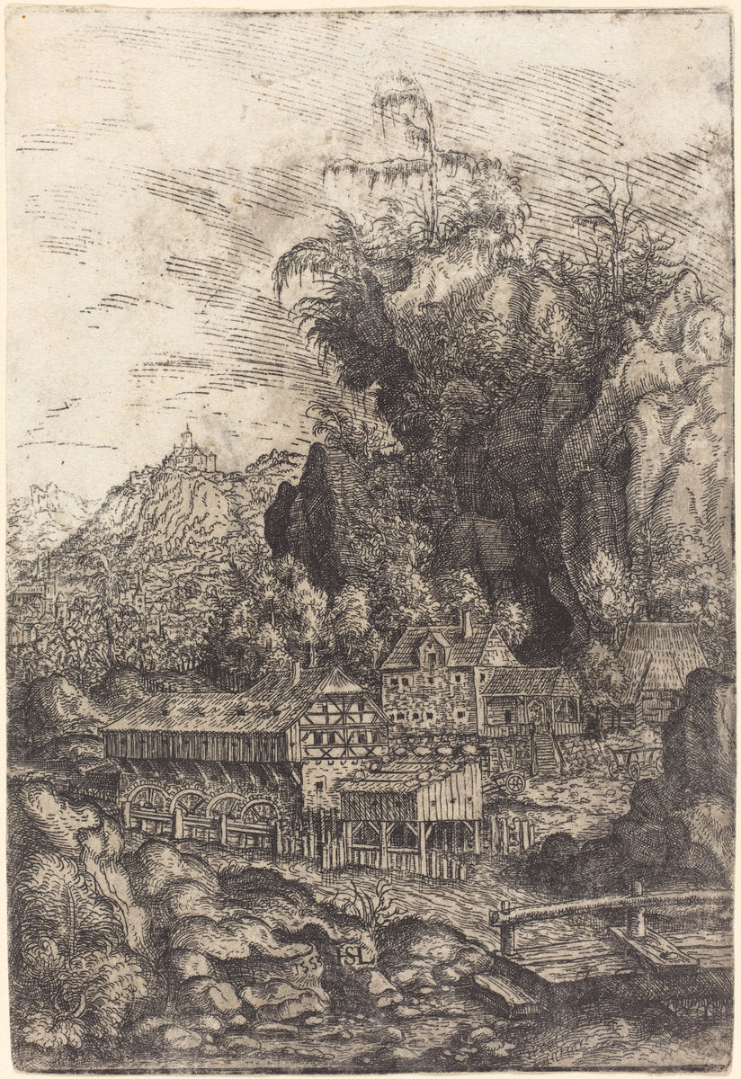 Landscape with a Water Mill by Hanns Lautensack (German, 1524 - 1561/1566), 16X12"(A3)Poster Print