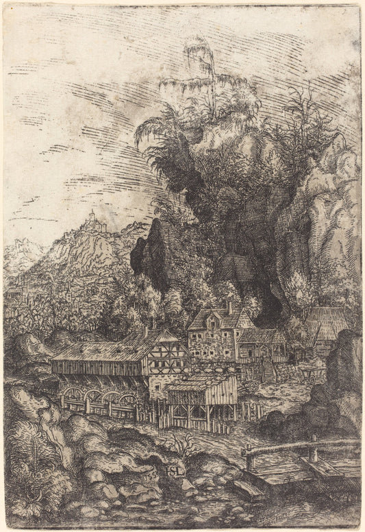 Landscape with a Water Mill by Hanns Lautensack (German, 1524 - 1561/1566), 16X12"(A3)Poster Print