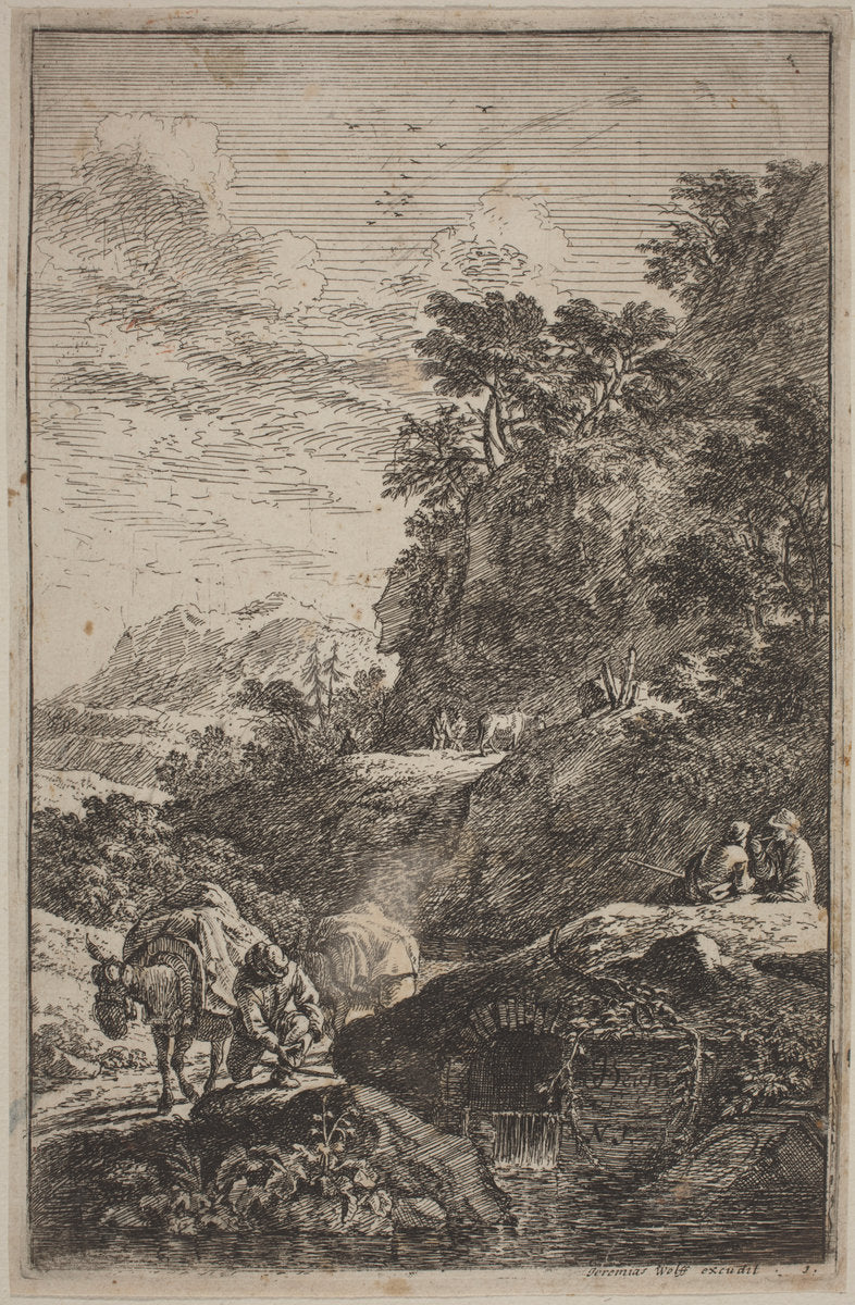 Landscapes in the Manner of Salvator Rosa by Joachim Franz Beich (German, 1665 - 1748), 16X12"(A3)Poster Print