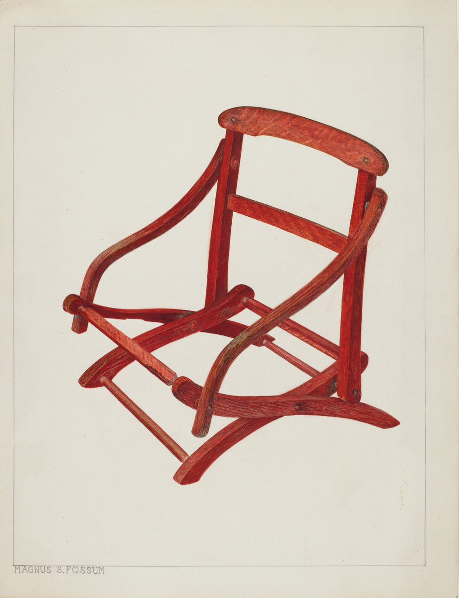 Child's Folding Chair by Magnus S. Fossum (American, 1888 - 1980), 16X12"(A3)Poster Print