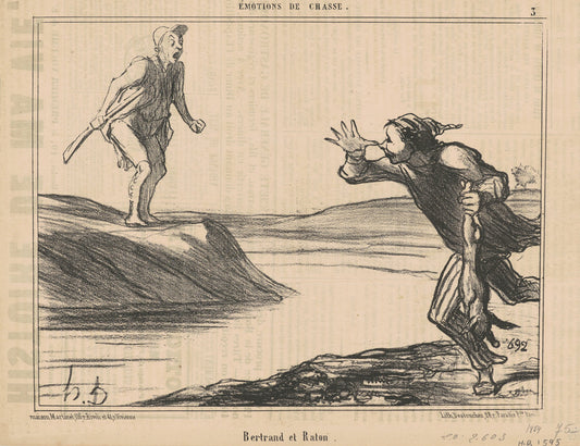 Bertrand et Raton by Honoré Daumier (French, 1808 - 1879), 16X12"(A3)Poster Print