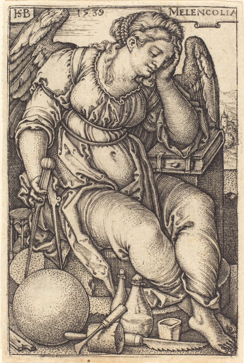 Melancholia by Sebald Beham (German, 1500 - 1550), 16X12"(A3)Poster Print