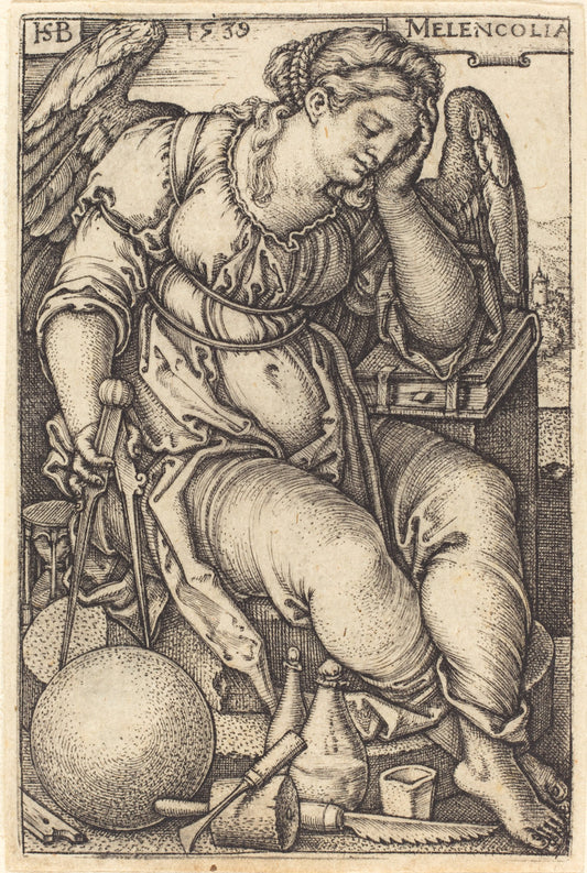 Melancholia by Sebald Beham (German, 1500 - 1550), 16X12"(A3)Poster Print
