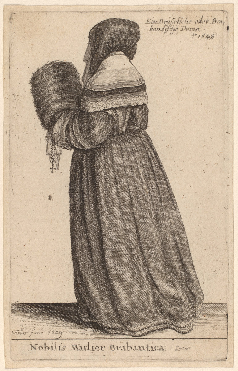 Nobilis Mulier Brabantica by Wenceslaus Hollar (Bohemian, 1607 - 1677), 16X12"(A3)Poster Print