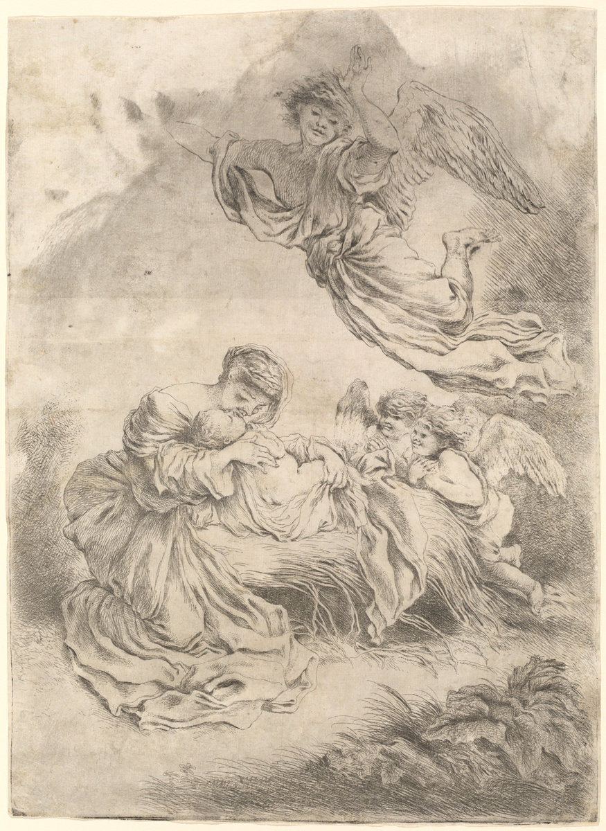 The Madonna and Child by Giovanni Benedetto Castiglione (Italian, 1609  - 1664), 16X12"(A3)Poster Print
