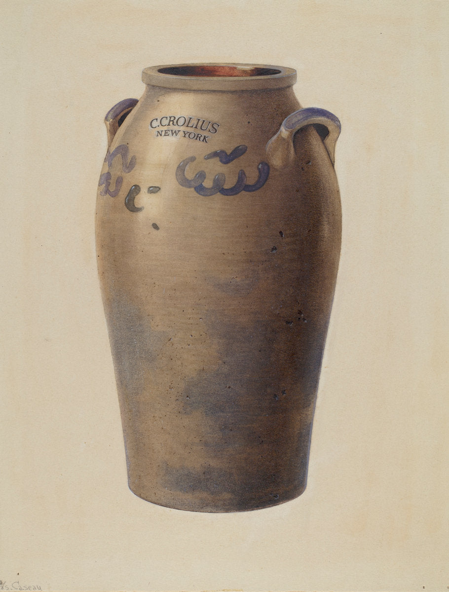 Stoneware Jar by Charles Caseau (American, active c. 1935), 16X12"(A3)Poster Print