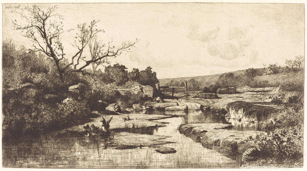 Landscape by Adolphe Appian (French, 1818 - 1898), 16X12"(A3)Poster Print