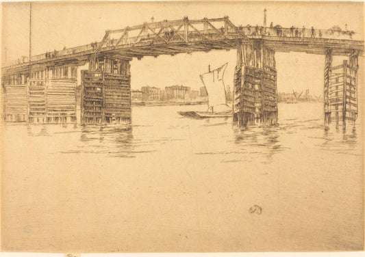 Old Battersea Bridge by James McNeill Whistler (American, 1834 - 1903), 16X12"(A3)Poster Print