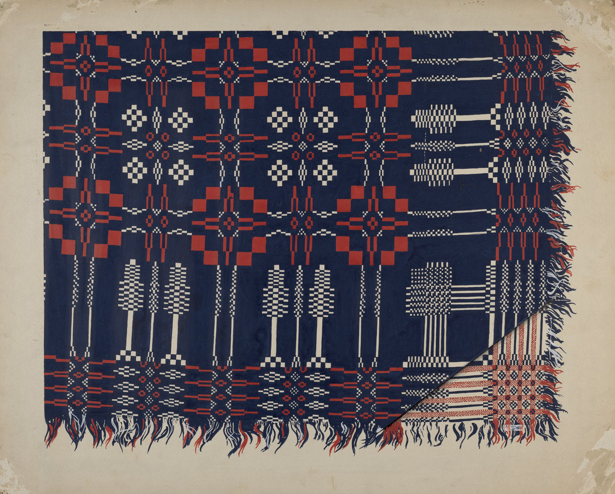 Woven Coverlet by Ralph Atkinson (American, active c. 1935), 16X12"(A3)Poster Print