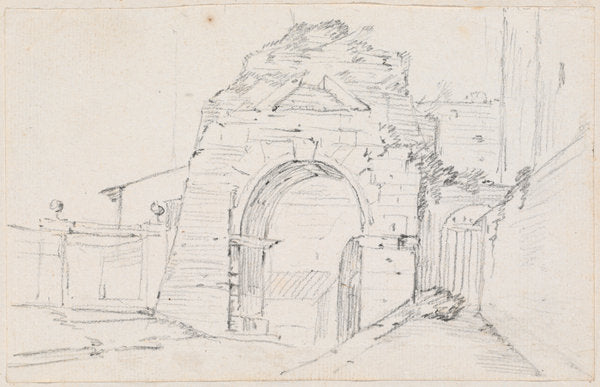 Arch of Drusus near the Appian Way by Joseph-Marie Vien (French, 1716 - 1809), 16X12"(A3)Poster Print