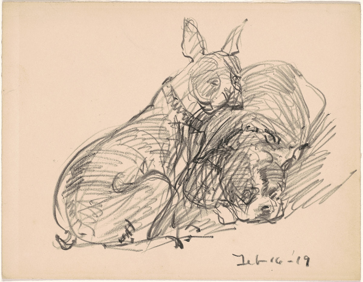 Two Dogs by Charles H. Woodbury (American, 1864 - 1940), 16X12"(A3)Poster Print