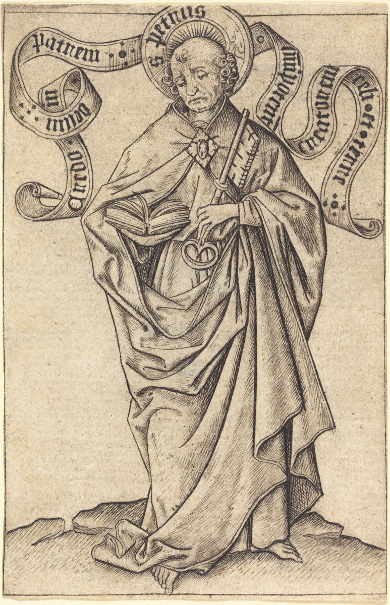 Saint Peter by Master E.S. (German, active c. 1450 - active 1467), 16X12"(A3)Poster Print