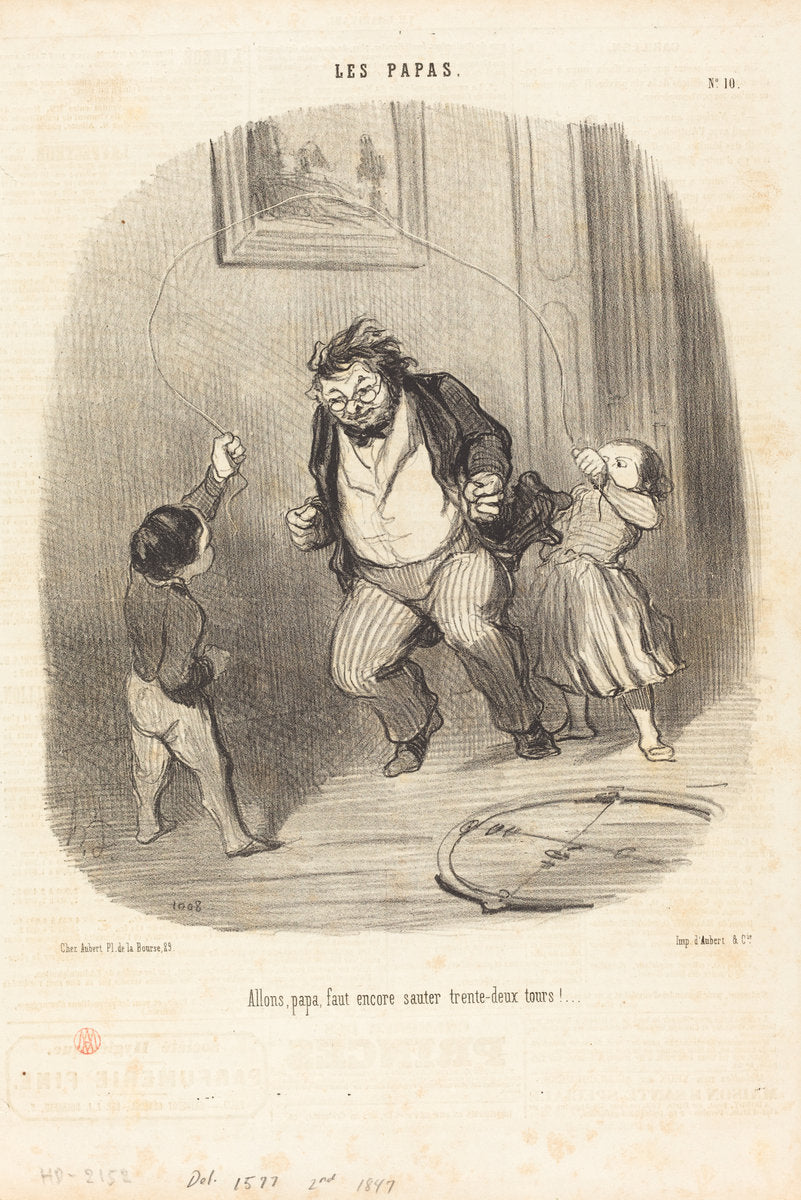 Allons, papa... encore... trente-deux tours!... by Honoré Daumier (French, 1808 - 1879), 16X12"(A3)Poster Print