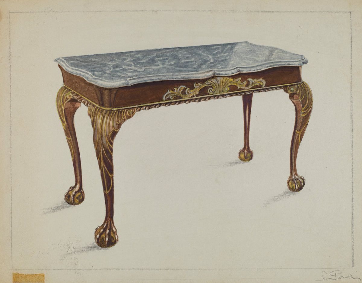 Pier Table by Nicholas Gorid (American, active c. 1935), 16X12"(A3)Poster Print