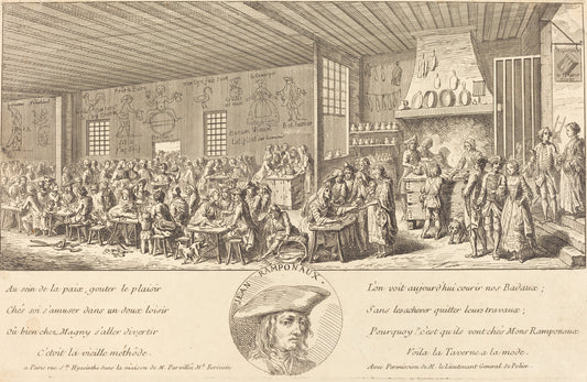 Cabaret of Ramponaux by Benoît-Louis Prévost (French, c. 1735 - 1804), 16X12"(A3)Poster Print