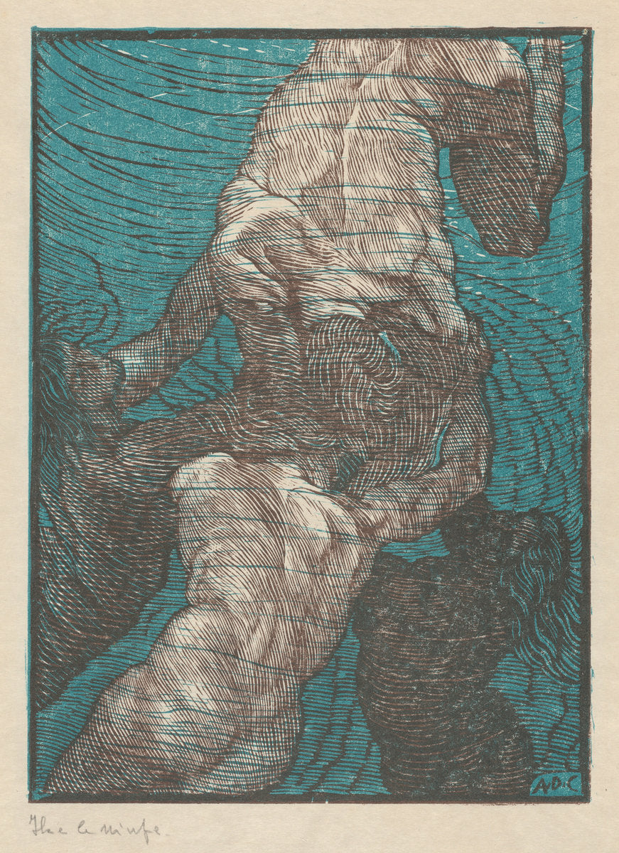Ila e le ninfe (Hylas and the Nymphs) by Adolfo De Carolis (Italian, 1874 - 1928), 16X12"(A3)Poster Print