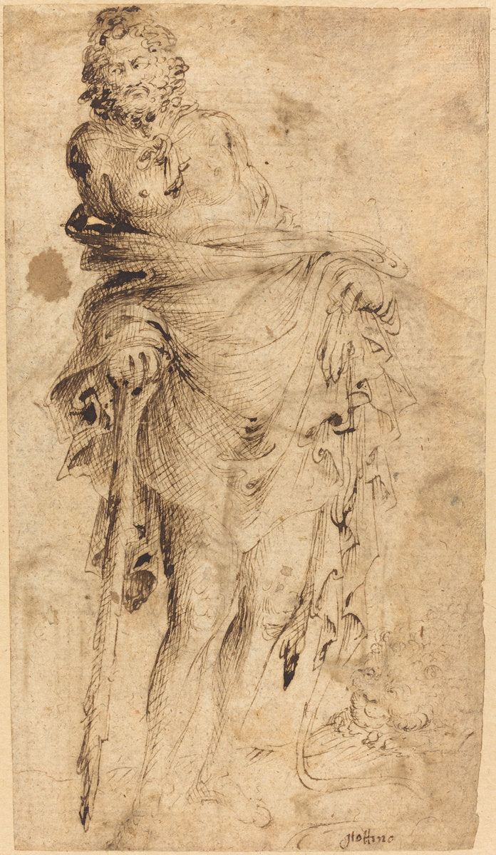 Hercules Leaning on His Club [recto] by Parri Spinelli (Tuscan, c. 1387 - 1453), 16X12"(A3)Poster Print