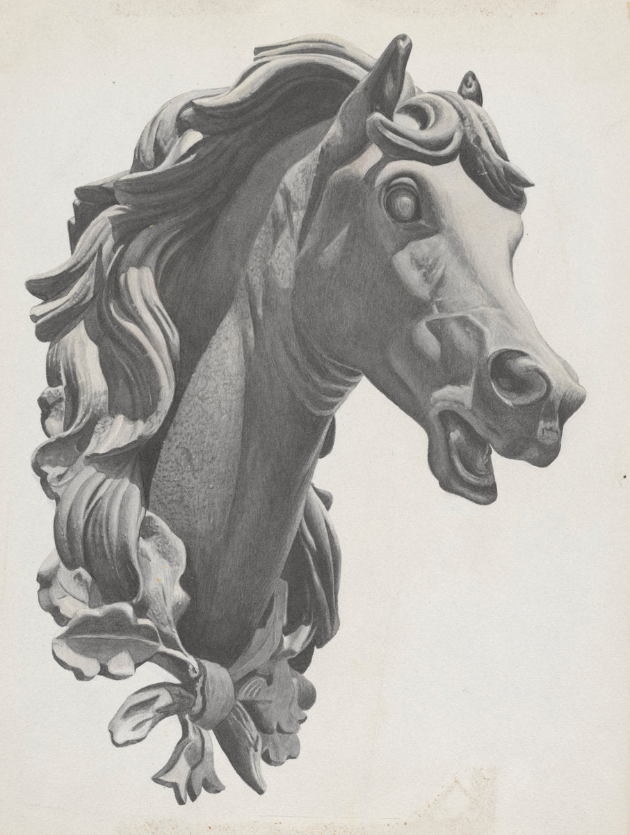 Decorative Horse's Head by Albert Ryder (American, active c. 1935), 16X12"(A3)Poster Print