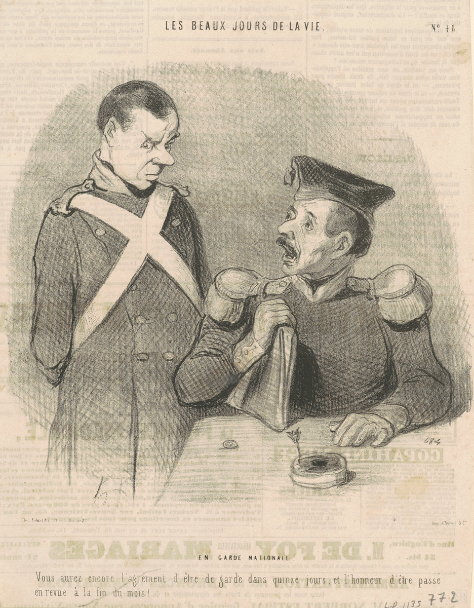 En garde national by Honoré Daumier (French, 1808 - 1879), 16X12"(A3)Poster Print