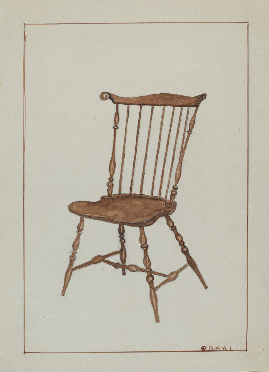 Windsor Chair by Florence Neal (American, active c. 1935), 16X12"(A3)Poster Print