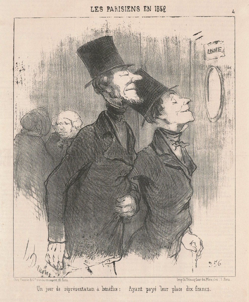 Un jour  de représentation a benéfice by Honoré Daumier (French, 1808 - 1879), 16X12"(A3)Poster Print