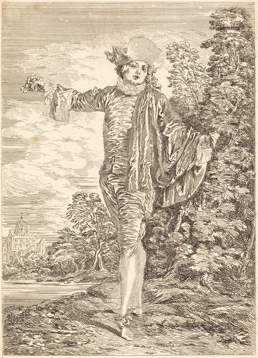 c. 1730 by after Antoine Watteau (Indifferent (L'Indifférent)), 16X12"(A3)Poster Print