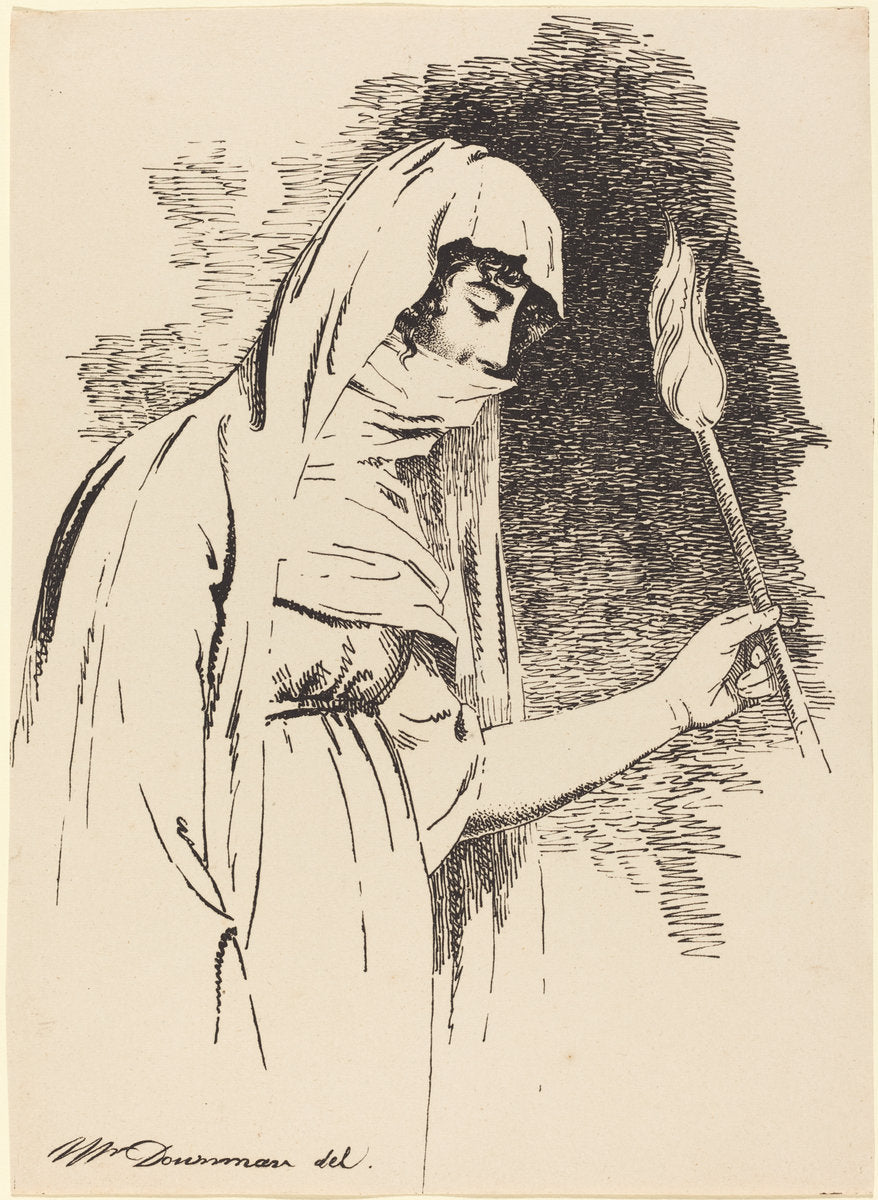 Oriental Woman, Holding a Torch by John Downman (Welsh, 1750 - 1824), 16X12"(A3)Poster Print