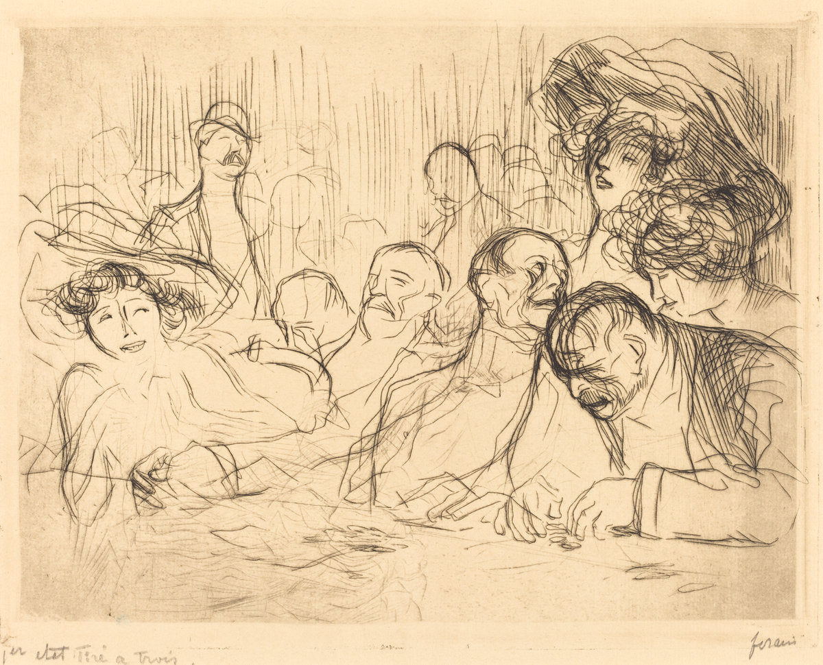 At the Gambling Table (first plate) by Jean-Louis Forain (French, 1852 - 1931), 16X12"(A3)Poster Print