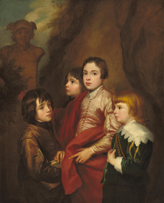 probably mid 17th century by after Sir Anthony van Dyck (Group of Four Boys), 16X12"(A3)Poster Print