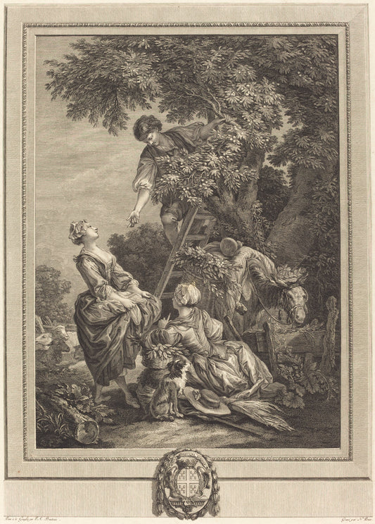 Les cerises by Nicolas Ponce after Pierre-Antoine Baudouin (French, 1746 - 1831), 16X12"(A3)Poster Print