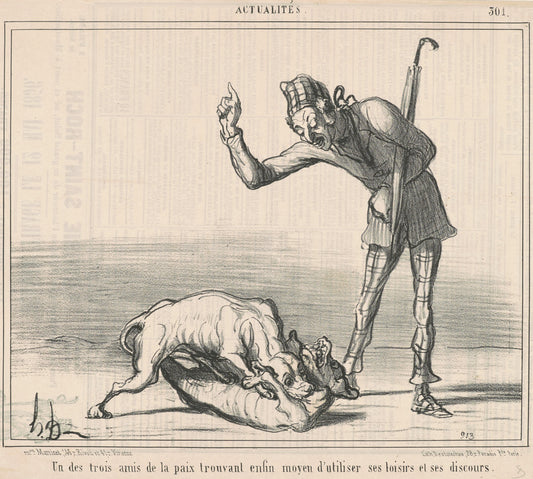 Un des trois amis de la paix ... by Honoré Daumier (French, 1808 - 1879), 16X12"(A3)Poster Print