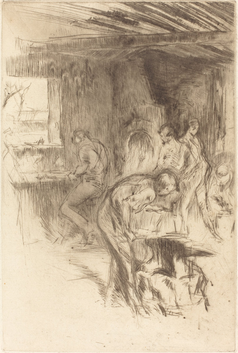 The Little Forge by James McNeill Whistler (American, 1834 - 1903), 16X12"(A3)Poster Print