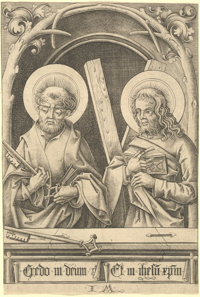 Saints Peter and Andrew by Israhel van Meckenem (German, c. 1445 - 1503), 16X12"(A3)Poster Print