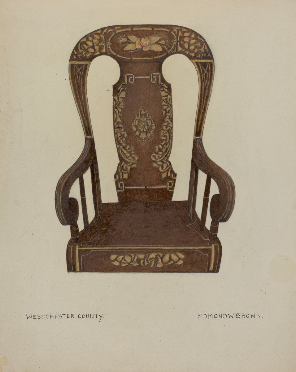 Pa. German Rocking Chair by Edmond W. Brown (American, active c. 1935), 16X12"(A3)Poster Print