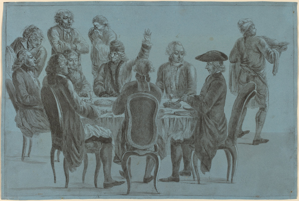 Le souper des philosophes by Jean Huber (Swiss, 1721 - 1786), 16X12"(A3)Poster Print