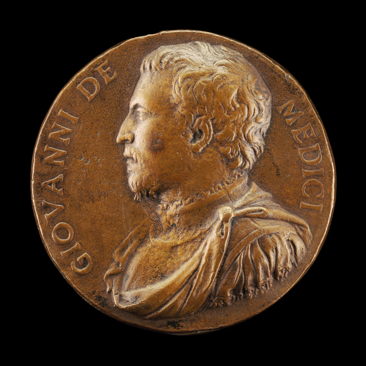 c. 1546 by after Danese Cattaneo (Giovanni de' Medici delle Bande Nere, 1498-1526, Condottiere [obverse]), 16X12"(A3)Poster Print