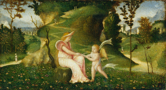 c. 1505/1515 by Circle of Giorgione (Venus and Cupid in a Landscape), 16X12"(A3)Poster Print