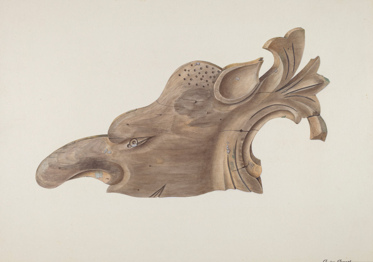 Animal Head by Clayton Clements (American, active c. 1935), 16X12"(A3)Poster Print