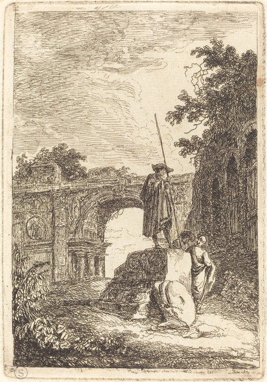 The Triumphal Arch by Hubert Robert (French, 1733 - 1808), 16X12"(A3)Poster Print