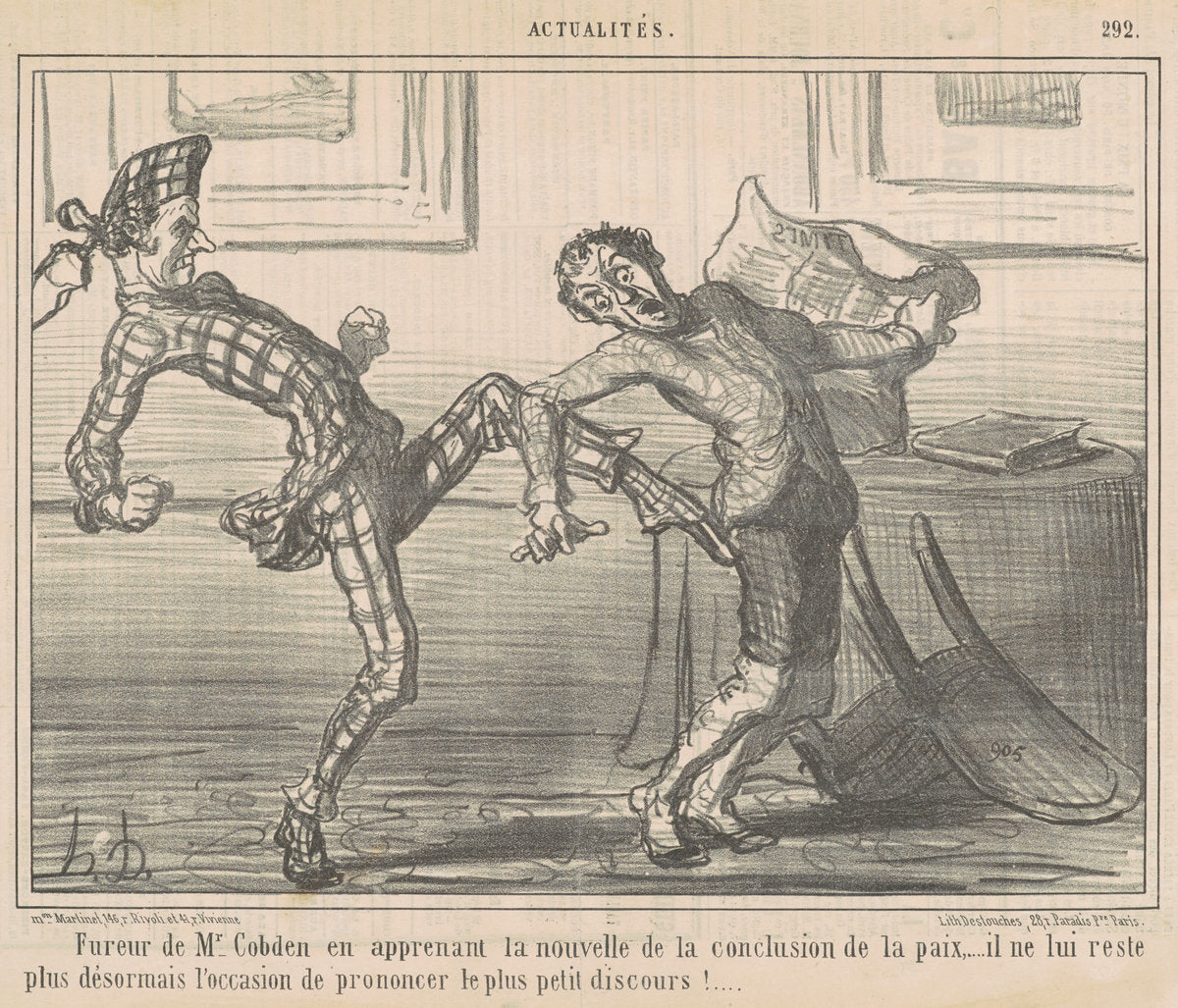 Fureur de Mr Cobden ... by Honoré Daumier (French, 1808 - 1879), 16X12"(A3)Poster Print