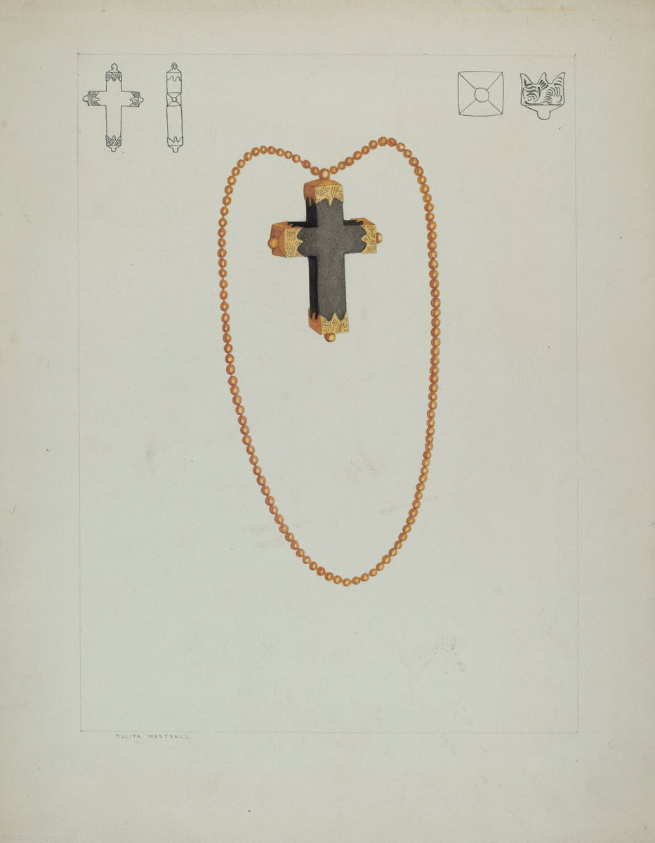 Cross Necklace by Tulita Westfall (American, active c. 1935), 16X12"(A3)Poster Print