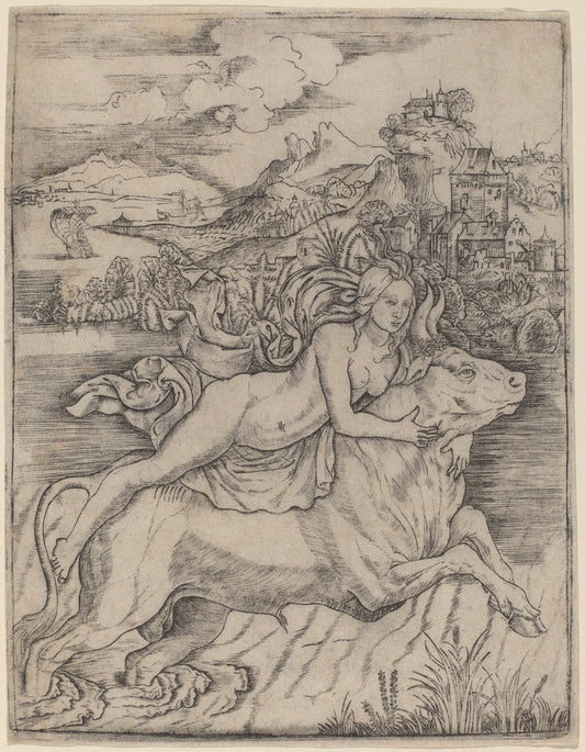 The Rape of Europa by Giovanni Battista Palumba (Italian, active first quarter 16th century), 16X12"(A3)Poster Print