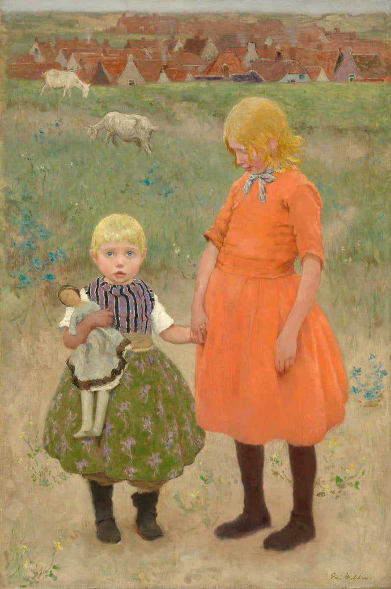 The Sisters by Gari Melchers (American, 1860 - 1932), 16X12"(A3)Poster Print