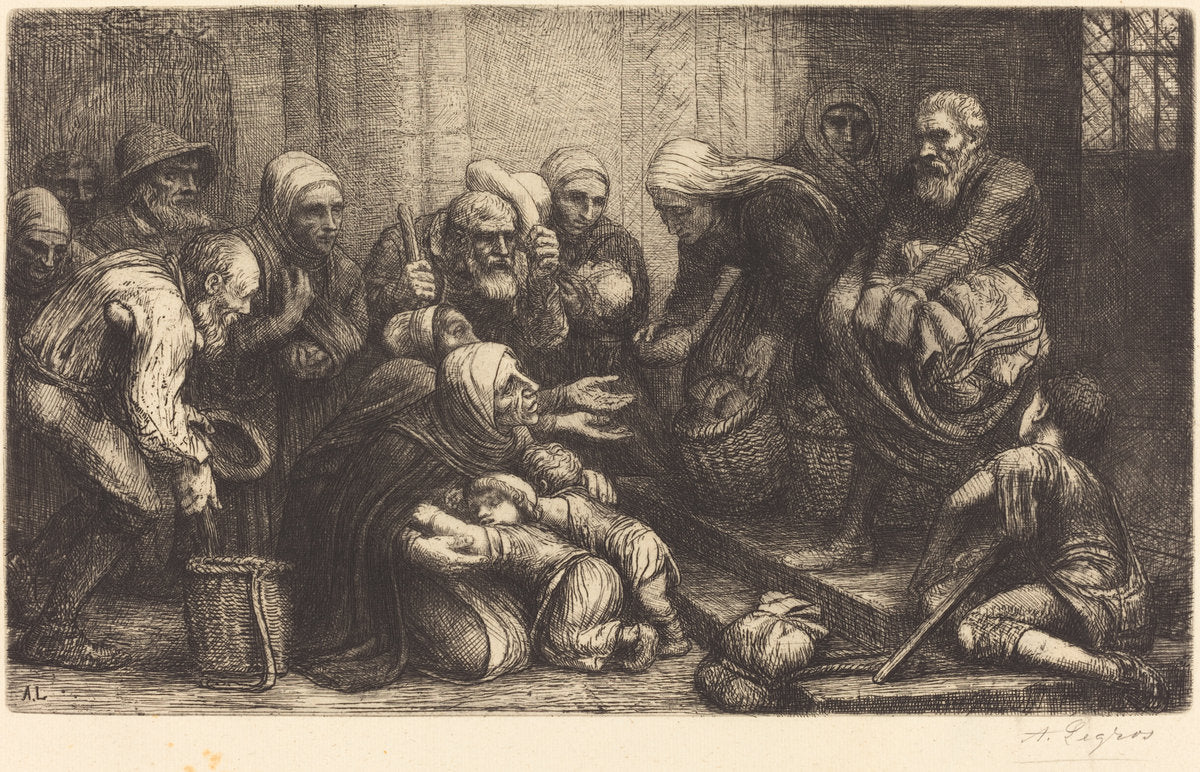 Beggars of Brussels (Les mendiants de Bruges) by Alphonse Legros (French, 1837 - 1911), 16X12"(A3)Poster Print