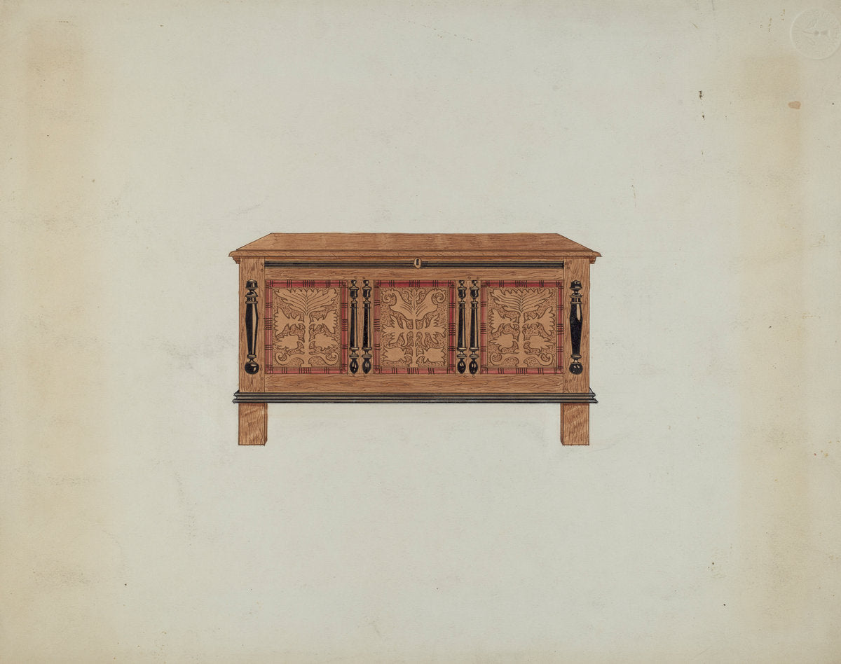 Blanket Chest - Front View by Martin Partyka (American, active c. 1935), 16X12"(A3)Poster Print