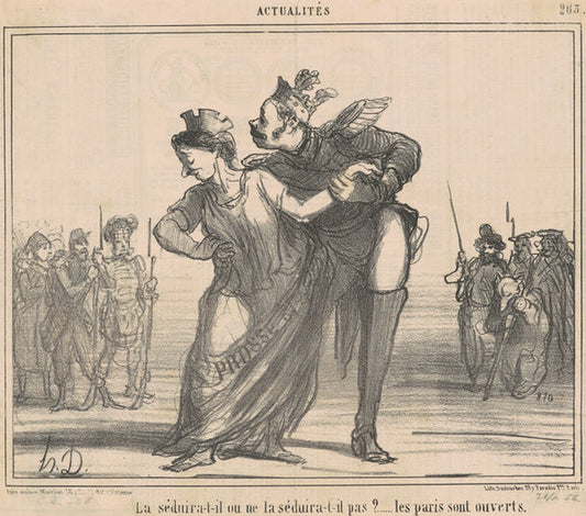 Le séduira-t-il? Les Paris sont ouverts by Honoré Daumier (French, 1808 - 1879), 16X12"(A3)Poster Print