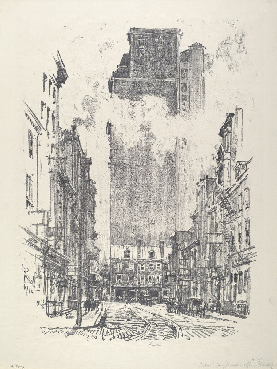 Down Sansom Street by Joseph Pennell (American, 1857 - 1926), 16X12"(A3)Poster Print